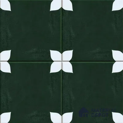 Moroccan Floor & Wall Athangudi Tile TL 05859 Zellige Emerald Leaf Green 1 ft x 1 ft Vitrified Matte Finish - 9 mm | Suitable for Bathroom, Kitchen, Balcony | Please Expect a Slight Variation of Pattern (Sample)