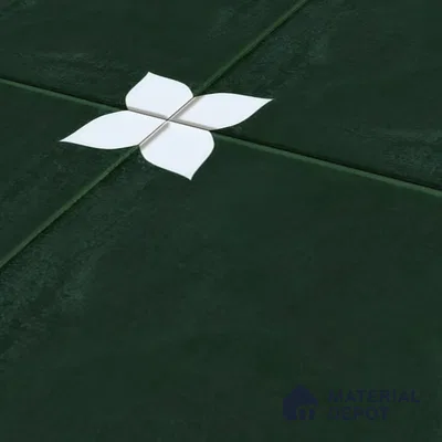 Moroccan Floor & Wall Athangudi Tile TL 05859 Zellige Emerald Leaf Green 1 ft x 1 ft Vitrified Matte Finish - 9 mm | Suitable for Bathroom, Kitchen, Balcony | Please Expect a Slight Variation of Pattern (Sample)