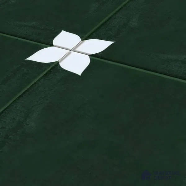 Moroccan Floor & Wall Athangudi Tile TL 05859 Zellige Emerald Leaf Green 1 ft x 1 ft Vitrified Matte Finish - 9 mm | Suitable for Bathroom, Kitchen, Balcony | Please Expect a Slight Variation of Pattern (Sample)