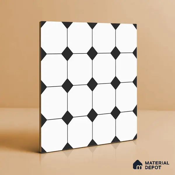 Moroccan Look Floor & Wall Tile TL 06020 Prism Octo 2 ft x 2 ft Rustic Carving Matte Finish Vitrified Tile - 9 mm |  Suitable For Living Room, Bedroom, Bathroom, Kitchen & Dining | Please Expect a Slight Variation of Pattern