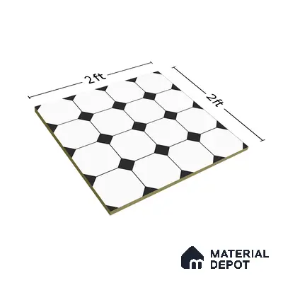 Moroccan Look Floor & Wall Tile TL 06020 Prism Octo 2 ft x 2 ft Rustic Carving Matte Finish Vitrified Tile - 9 mm |  Suitable For Living Room, Bedroom, Bathroom, Kitchen & Dining | Please Expect a Slight Variation of Pattern