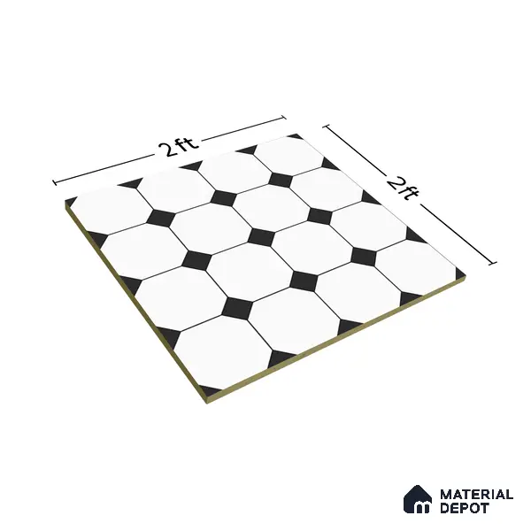 Moroccan Look Floor & Wall Tile TL 06020 Prism Octo 2 ft x 2 ft Rustic Carving Matte Finish Vitrified Tile - 9 mm |  Suitable For Living Room, Bedroom, Bathroom, Kitchen & Dining | Please Expect a Slight Variation of Pattern