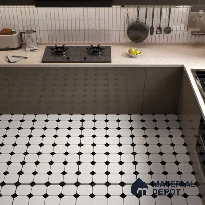 Moroccan Look Floor & Wall Tile TL 06020 Prism Octo 2 ft x 2 ft Rustic Carving Matte Finish Vitrified Tile - 9 mm |  Suitable For Living Room, Bedroom, Bathroom, Kitchen & Dining | Please Expect a Slight Variation of Pattern