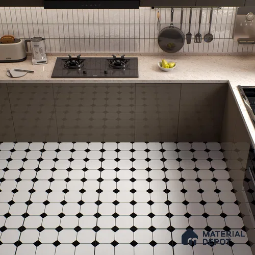 Moroccan Look Floor & Wall Tile TL 06020 Prism Octo 2 ft x 2 ft Rustic Carving Matte Finish Vitrified Tile - 9 mm |  Suitable For Living Room, Bedroom, Bathroom, Kitchen & Dining | Please Expect a Slight Variation of Pattern