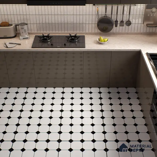 Moroccan Look Floor & Wall Tile TL 06020 Prism Octo 2 ft x 2 ft Rustic Carving Matte Finish Vitrified Tile - 9 mm |  Suitable For Living Room, Bedroom, Bathroom, Kitchen & Dining | Please Expect a Slight Variation of Pattern