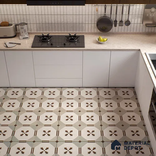 Moroccan Look Floor & Wall Tile TL 06021 B Pristine Vanilla 2 ft x 2 ft Rustic Carving Matte Finish Vitrified Tile - 9 mm |  Suitable For Living Room, Bedroom, Bathroom, Kitchen & Dining | Please Expect a Slight Variation of Pattern