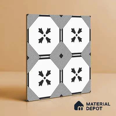 Moroccan Look Floor & Wall Tile TL 06021 Pristine Shimmer 2 ft x 2 ft Rustic Carving Matte Finish Vitrified Tile - 9 mm |  Suitable For Living Room, Bedroom, Bathroom, Kitchen & Dining | Please Expect a Slight Variation of Pattern