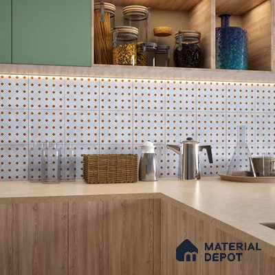 Moroccan Wall & Floor Tile TL 06076 C Pine Mosaic 200 x 200 mm Vitrified Glue Matte Finish - 9 mm | Ideal For Living Room, Bathroom, Kitchen | 2 mm Spacer is Mandatory | Please Expect a Slight Variation of Pattern (Sample)