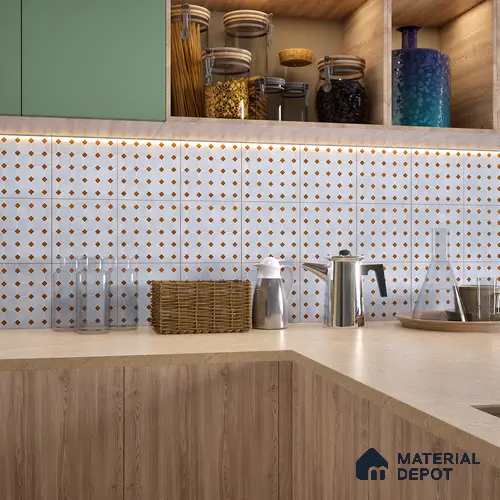 Moroccan Wall & Floor Tile TL 06076 C Pine Mosaic 200 x 200 mm Vitrified Glue Matte Finish - 9 mm | Ideal For Living Room, Bathroom, Kitchen | 2 mm Spacer is Mandatory | Please Expect a Slight Variation of Pattern