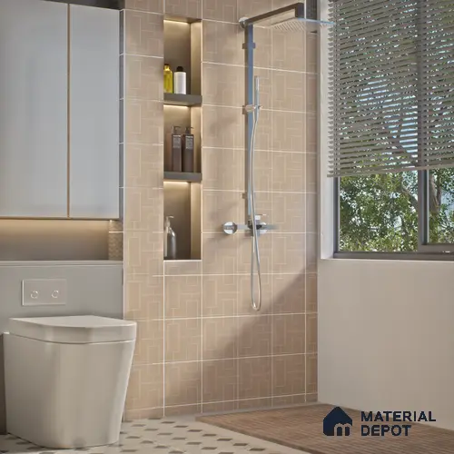 Moroccan Wall & Floor Tile TL 06077 Canva Mocha 200 x 200 mm Vitrified Glue Matte Finish - 9 mm | Ideal For Living Room, Bathroom, Kitchen | 2 mm Spacer is Mandatory | Please Expect a Slight Variation of Pattern