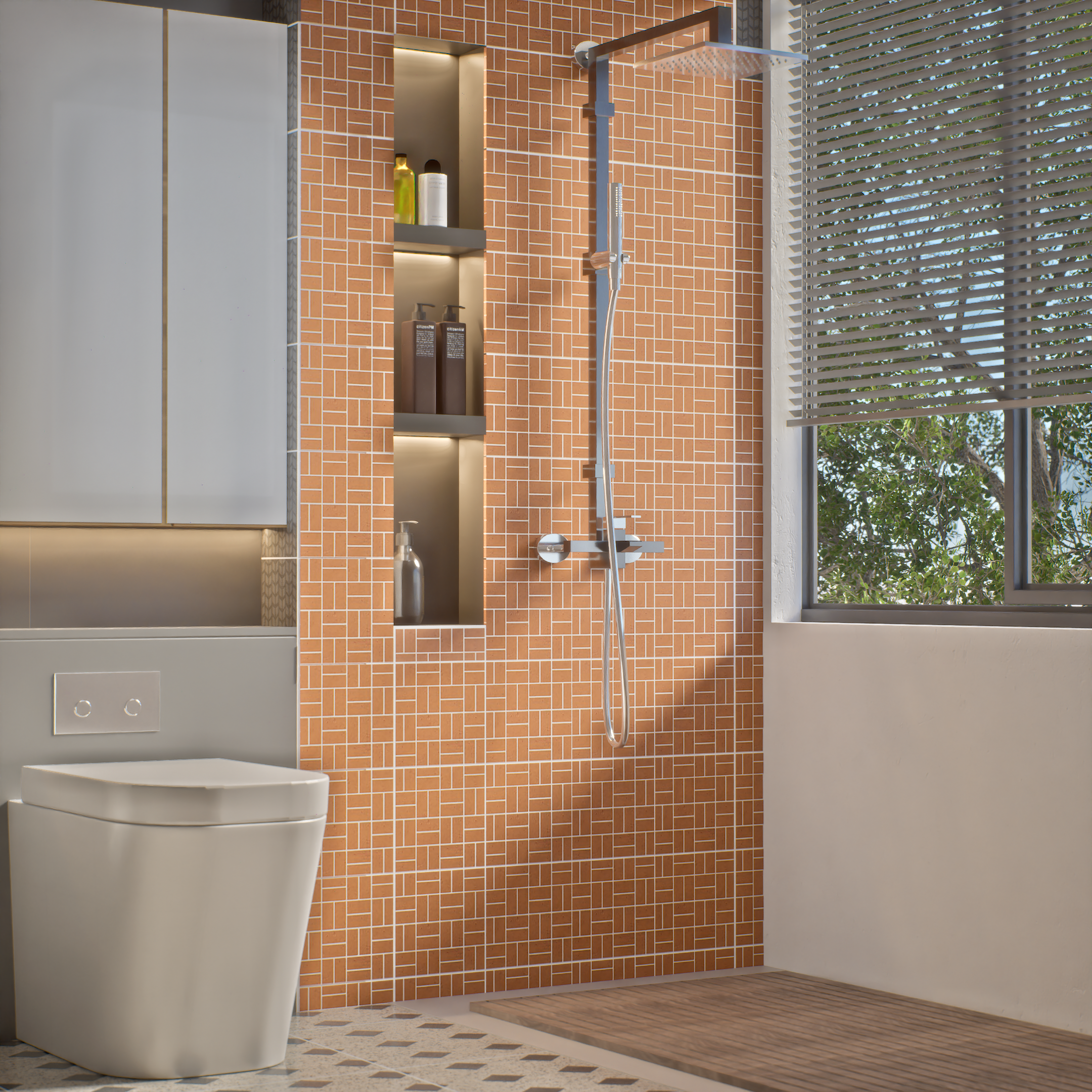 Moroccan Wall & Floor Tile TL 06078 Motif Brown 200 x 200 mm Vitrified Glue Matte Finish - 9 mm | Ideal For Living Room, Bathroom, Kitchen | 2 mm Spacer is Mandatory | Please Expect a Slight Variation of Pattern