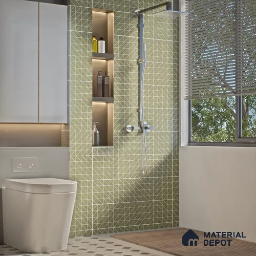 Moroccan Wall & Floor Tile TL 06080 Trine Olive 200 x 200 mm Vitrified Glue Matte Finish - 9 mm | Ideal For Living Room, Bathroom, Kitchen | 2 mm Spacer is Mandatory | Please Expect a Slight Variation of Pattern