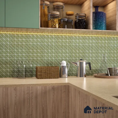 Moroccan Wall & Floor Tile TL 06080 Trine Olive 200 x 200 mm Vitrified Glue Matte Finish - 9 mm | Ideal For Living Room, Bathroom, Kitchen | 2 mm Spacer is Mandatory | Please Expect a Slight Variation of Pattern