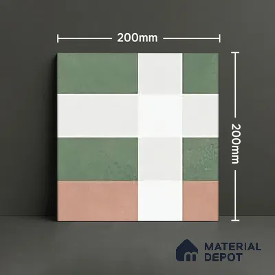 Moroccan Wall & Floor Tile TL 06050 Floral 200 x 200 mm Vitrified Matte Finish - 9 mm | Ideal For Living Room, Bathroom, Kitchen | 2 mm Spacer is Mandatory | Please Expect a Slight Variation of Pattern (Sample)
