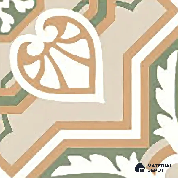 Moroccan Wall & Floor Tile TL 06051 Flourish 200 x 200 mm Vitrified Matte Finish - 9 mm | Ideal For Living Room, Bathroom, Kitchen | 2 mm Spacer is Mandatory | Please Expect a Slight Variation of Pattern (Sample)
