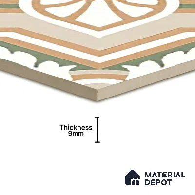 Moroccan Wall & Floor Tile TL 06051 Flourish 200 x 200 mm Vitrified Matte Finish - 9 mm | Ideal For Living Room, Bathroom, Kitchen | 2 mm Spacer is Mandatory | Please Expect a Slight Variation of Pattern (Sample)