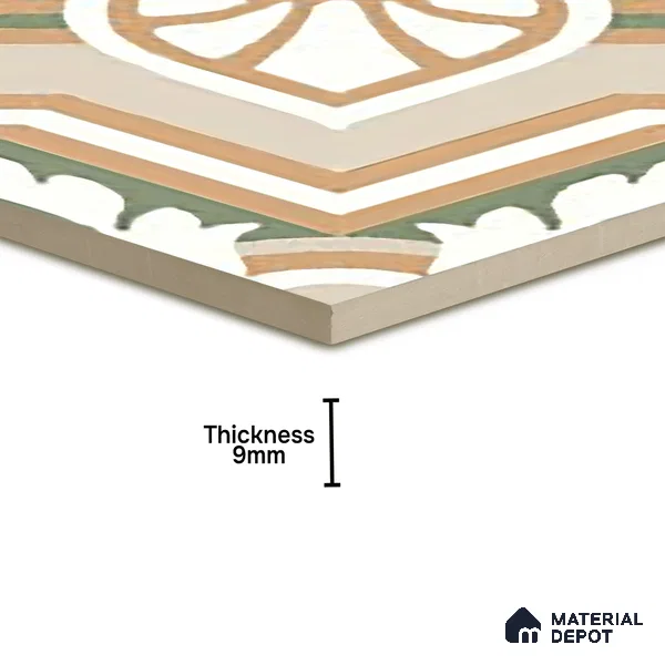 Moroccan Wall & Floor Tile TL 06051 Flourish 200 x 200 mm Vitrified Matte Finish - 9 mm | Ideal For Living Room, Bathroom, Kitchen | 2 mm Spacer is Mandatory | Please Expect a Slight Variation of Pattern (Sample)