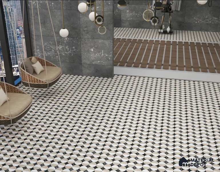 Moroccan Wall & Floor Tile TL 06053 Gemini Moon 200 x 200 mm Vitrified Matte Finish - 9 mm | Ideal For Living Room, Bathroom, Kitchen | 2 mm Spacer is Mandatory | Please Expect a Slight Variation of Pattern