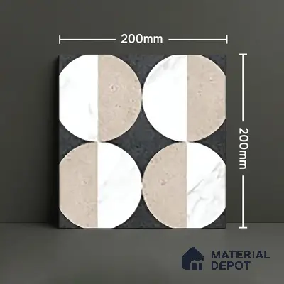 Moroccan Wall & Floor Tile TL 06053 Gemini Moon 200 x 200 mm Vitrified Matte Finish - 9 mm | Ideal For Living Room, Bathroom, Kitchen | 2 mm Spacer is Mandatory | Please Expect a Slight Variation of Pattern