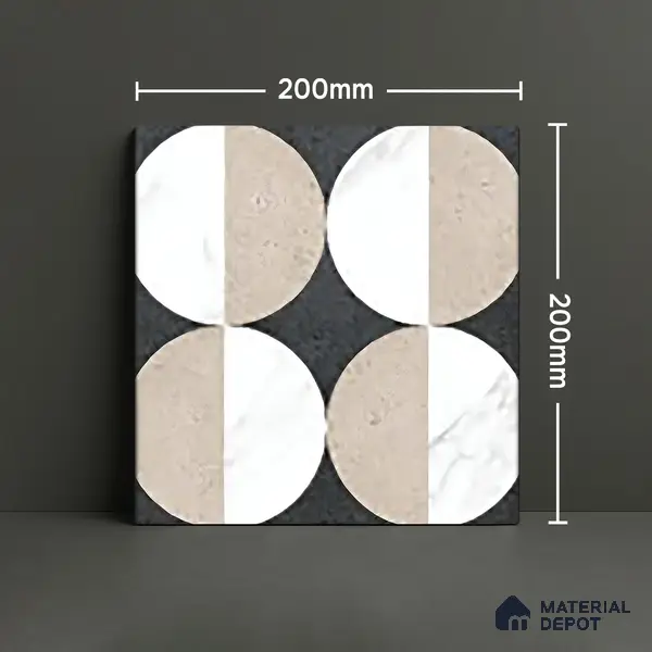 Moroccan Wall & Floor Tile TL 06053 Gemini Moon 200 x 200 mm Vitrified Matte Finish - 9 mm | Ideal For Living Room, Bathroom, Kitchen | 2 mm Spacer is Mandatory | Please Expect a Slight Variation of Pattern
