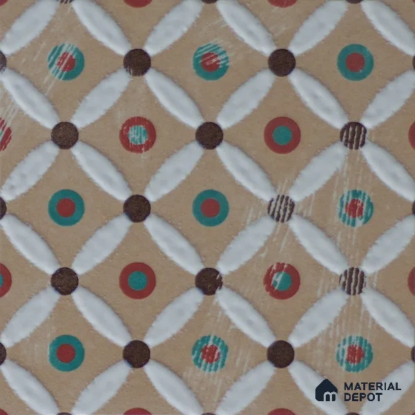 Moroccan Wall & Floor Handmade Tile TL 05882 Boho Grace 96 mm x 96 mm Vitrified - 9 mm | Random Mix Patterns | Suitable For Living Room, Bedroom, Kitchen