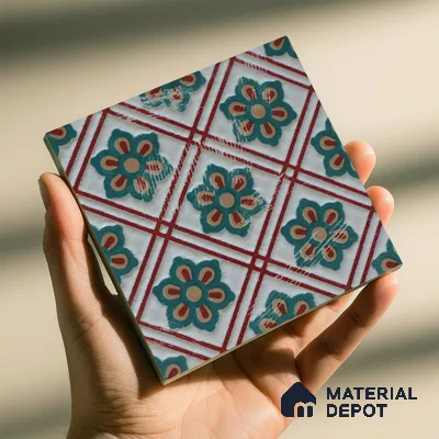 Moroccan Wall & Floor Handmade Tile TL 05882 Boho Grace 96 mm x 96 mm Vitrified - 9 mm | Random Mix Patterns | Suitable For Living Room, Bedroom, Kitchen