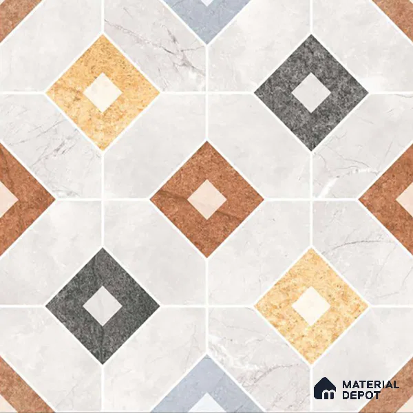Moroccan Wall & Floor Tile TL 05981 Gamma 200 x 200 mm Vitrified Glue Matte Finish - 9 mm | Ideal For Bathroom, Kitchen, Dining Areas | 2 mm Spacer is Mandatory | Please Expect a Slight Variation of Pattern (Sample)