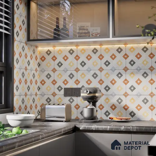 Moroccan Wall & Floor Tile TL 05981 Gamma 200 x 200 mm Vitrified Glue Matte Finish - 9 mm | Ideal For Bathroom, Kitchen, Dining Areas | 2 mm Spacer is Mandatory | Please Expect a Slight Variation of Pattern