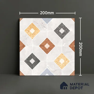 Moroccan Wall & Floor Tile TL 05981 Gamma 200 x 200 mm Vitrified Glue Matte Finish - 9 mm | Ideal For Bathroom, Kitchen, Dining Areas | 2 mm Spacer is Mandatory | Please Expect a Slight Variation of Pattern (Sample)