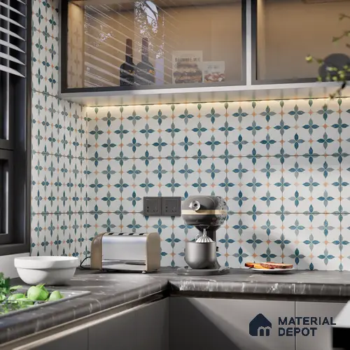 Moroccan Wall & Floor Tile TL 05982 Gemini 200 x 200 mm Vitrified Glue Matte Finish - 9 mm | Ideal For Bathroom, Kitchen, Dining Areas | 2 mm Spacer is Mandatory | Please Expect a Slight Variation of Pattern