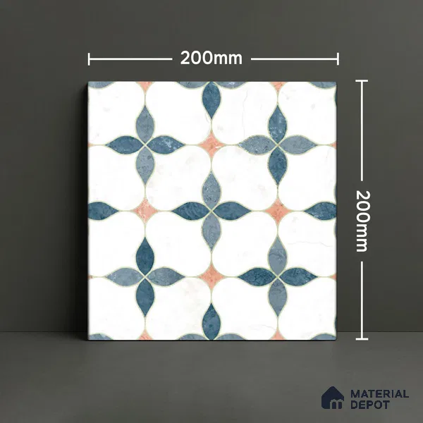 Moroccan Wall & Floor Tile TL 05982 Gemini 200 x 200 mm Vitrified Full Body Glue Matte Finish - 9 mm | Ideal For Bathroom, Kitchen, Dining Areas | 2 mm Spacer is Mandatory | Please Expect a Slight Variation of Pattern