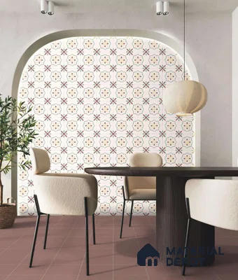 Subway Floor & Wall Tile TL 05983 B Plain Cranberry 200 x 200 mm Full Body Vitrified Matte Finish - 9 mm | Ideal For Bathroom, Kitchen, Dining Areas | 2 mm Spacer is Mandatory | Please Expect a Slight Variation of Pattern (Sample)