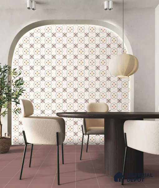 Subway Floor & Wall Tile TL 05983 B Plain Cranberry 200 x 200 mm Full Body Vitrified Matte Finish - 9 mm | Ideal For Bathroom, Kitchen, Dining Areas | 2 mm Spacer is Mandatory | Please Expect a Slight Variation of Pattern (Sample)