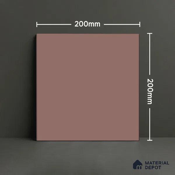 Subway Floor & Wall Tile TL 05983 B Plain Cranberry 200 x 200 mm Full Body Vitrified Matte Finish - 9 mm | Ideal For Bathroom, Kitchen, Dining Areas | 2 mm Spacer is Mandatory | Please Expect a Slight Variation of Pattern (Sample)