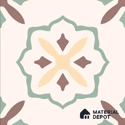 Moroccan Wall & Floor Tile TL 05983 Giza 200 x 200 mm Vitrified Full Body Glue Matte Finish - 9 mm | Ideal For Bathroom, Kitchen, Dining Areas | 2 mm Spacer is Mandatory | Please Expect a Slight Variation of Pattern
