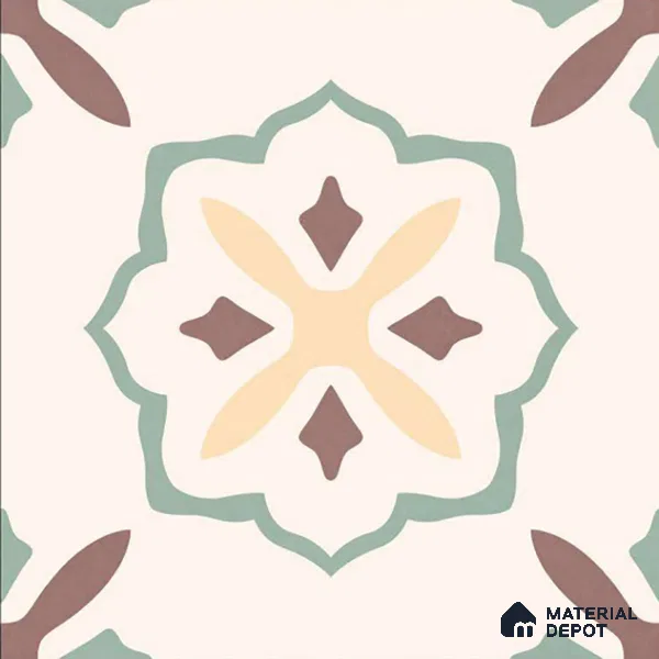 Moroccan Wall & Floor Tile TL 05983 Giza 200 x 200 mm Vitrified Full Body Glue Matte Finish - 9 mm | Ideal For Bathroom, Kitchen, Dining Areas | 2 mm Spacer is Mandatory | Please Expect a Slight Variation of Pattern