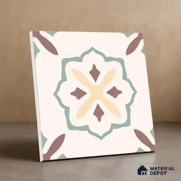 Moroccan Wall & Floor Tile TL 05983 Giza 200 x 200 mm Vitrified Full Body Glue Matte Finish - 9 mm | Ideal For Bathroom, Kitchen, Dining Areas | 2 mm Spacer is Mandatory | Please Expect a Slight Variation of Pattern