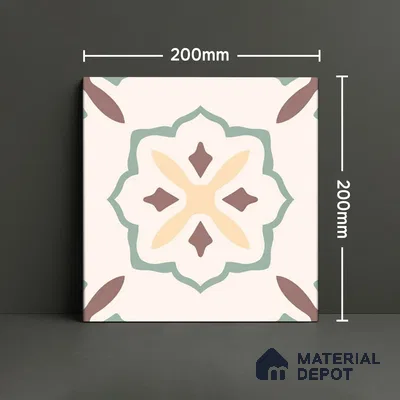 Moroccan Wall & Floor Tile TL 05983 Giza 200 x 200 mm Vitrified Full Body Glue Matte Finish - 9 mm | Ideal For Bathroom, Kitchen, Dining Areas | 2 mm Spacer is Mandatory | Please Expect a Slight Variation of Pattern
