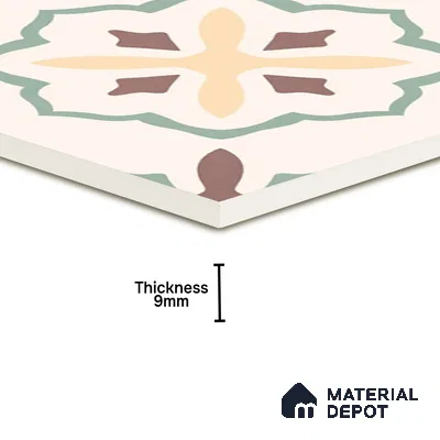 Moroccan Wall & Floor Tile TL 05983 Giza 200 x 200 mm Vitrified Full Body Glue Matte Finish - 9 mm | Ideal For Bathroom, Kitchen, Dining Areas | 2 mm Spacer is Mandatory | Please Expect a Slight Variation of Pattern