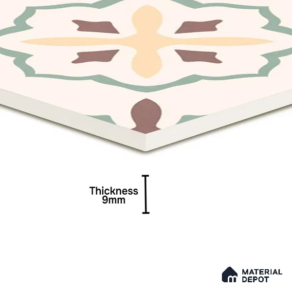Moroccan Wall & Floor Tile TL 05983 Giza 200 x 200 mm Vitrified Full Body Glue Matte Finish - 9 mm | Ideal For Bathroom, Kitchen, Dining Areas | 2 mm Spacer is Mandatory | Please Expect a Slight Variation of Pattern