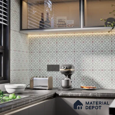 Moroccan Wall & Floor Tile TL 05984 Glide 200 x 200 mm Vitrified Glue Matte Finish - 9 mm | Ideal For Bathroom, Kitchen, Dining Areas | 2 mm Spacer is Mandatory | Please Expect a Slight Variation of Pattern (Sample)