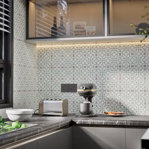 Moroccan Wall & Floor Tile TL 05984 Glide 200 x 200 mm Vitrified Glue Matte Finish - 9 mm | Ideal For Bathroom, Kitchen, Dining Areas | 2 mm Spacer is Mandatory | Please Expect a Slight Variation of Pattern