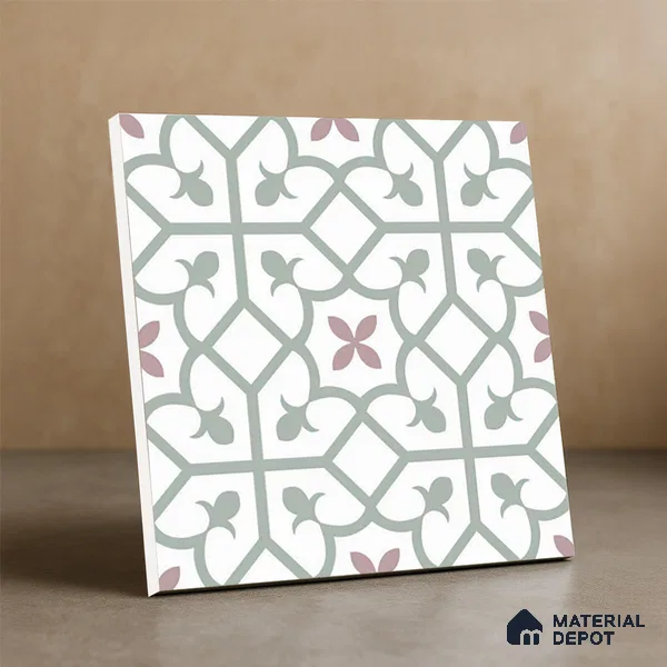 Moroccan Wall & Floor Tile TL 05984 Glide 200 x 200 mm Vitrified Glue Matte Finish - 9 mm | Ideal For Bathroom, Kitchen, Dining Areas | 2 mm Spacer is Mandatory | Please Expect a Slight Variation of Pattern (Sample)