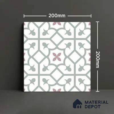 Moroccan Wall & Floor Tile TL 05984 Glide 200 x 200 mm Vitrified Glue Matte Finish - 9 mm | Ideal For Bathroom, Kitchen, Dining Areas | 2 mm Spacer is Mandatory | Please Expect a Slight Variation of Pattern (Sample)
