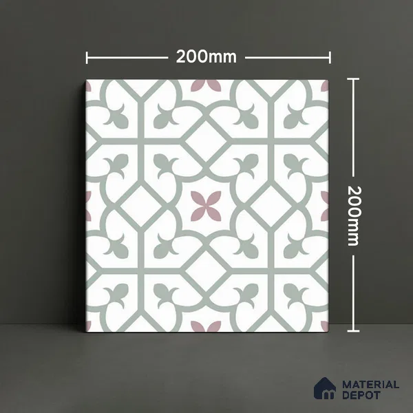 Moroccan Wall & Floor Tile TL 05984 Glide 200 x 200 mm Vitrified Glue Matte Finish - 9 mm | Ideal For Bathroom, Kitchen, Dining Areas | 2 mm Spacer is Mandatory | Please Expect a Slight Variation of Pattern (Sample)