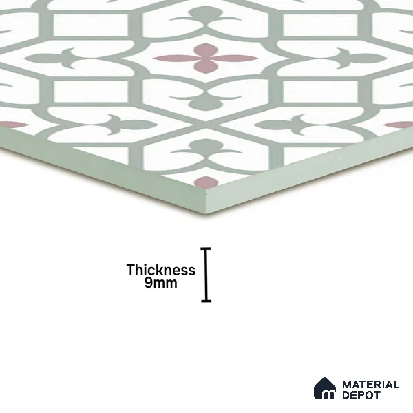 Moroccan Wall & Floor Tile TL 05984 Glide 200 x 200 mm Vitrified Glue Matte Finish - 9 mm | Ideal For Bathroom, Kitchen, Dining Areas | 2 mm Spacer is Mandatory | Please Expect a Slight Variation of Pattern (Sample)