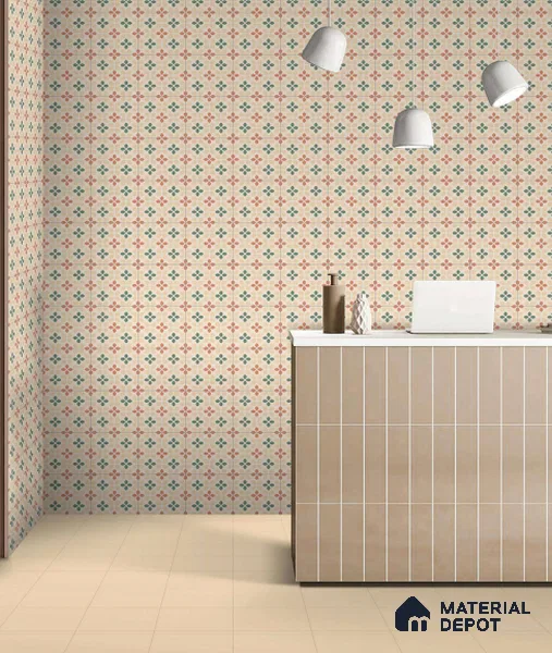 Subway Floor & Wall Tile TL 05985 B Plain Ochre 200 x 200 mm Full Body Vitrified Matte Finish - 9 mm | Ideal For Bathroom, Kitchen, Dining Areas | 2 mm Spacer is Mandatory | Please Expect a Slight Variation of Pattern (Sample)