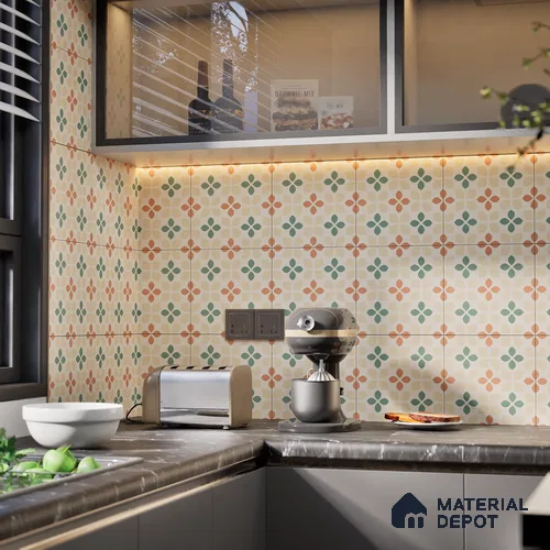 Moroccan Wall & Floor Tile TL 05985 Gombe 200 x 200 mm Vitrified Glue Matte Finish - 9 mm | Ideal For Bathroom, Kitchen, Dining Areas | 2 mm Spacer is Mandatory | Please Expect a Slight Variation of Pattern
