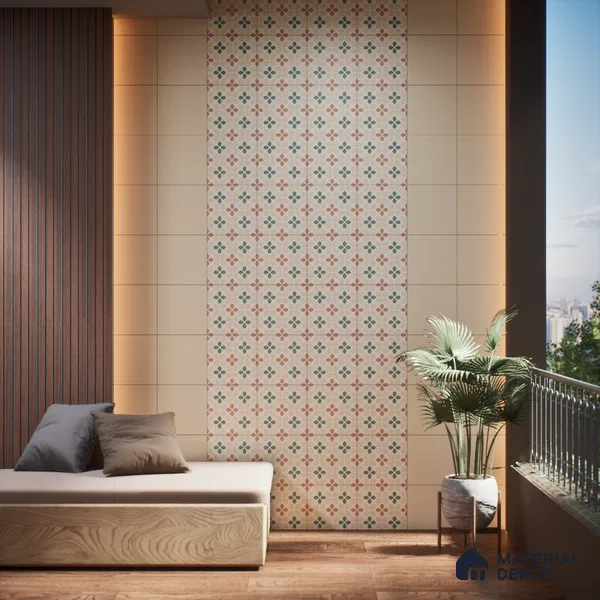 Moroccan Wall & Floor Tile TL 05985 Gombe 200 x 200 mm Vitrified Glue Matte Finish - 9 mm | Ideal For Bathroom, Kitchen, Dining Areas | 2 mm Spacer is Mandatory | Please Expect a Slight Variation of Pattern (Sample)