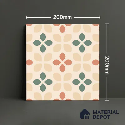 Moroccan Wall & Floor Tile TL 05985 Gombe 200 x 200 mm Vitrified Glue Matte Finish - 9 mm | Ideal For Bathroom, Kitchen, Dining Areas | 2 mm Spacer is Mandatory | Please Expect a Slight Variation of Pattern (Sample)